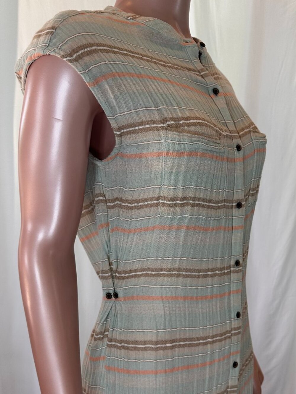 Prana Organic Cotton Shirt Dress | Small | Button Front Casual Coastal | A-1823 - Picture 9 of 15
